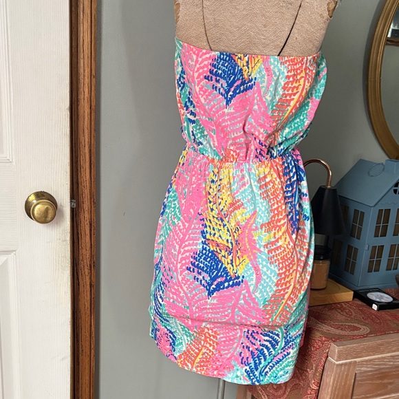 LILLY PULITZER Colorful Leaf Print Strapless Dress - Picture 3 of 6